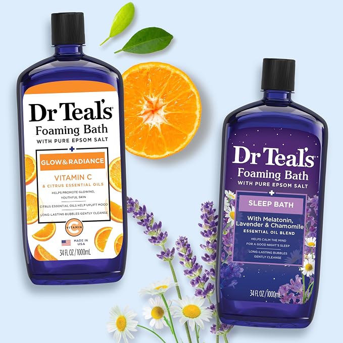 Dr Teal's Foaming Bath with Pure Epsom Salt, Vitamin C & Sleep Blend, 34 fl oz - Image 6