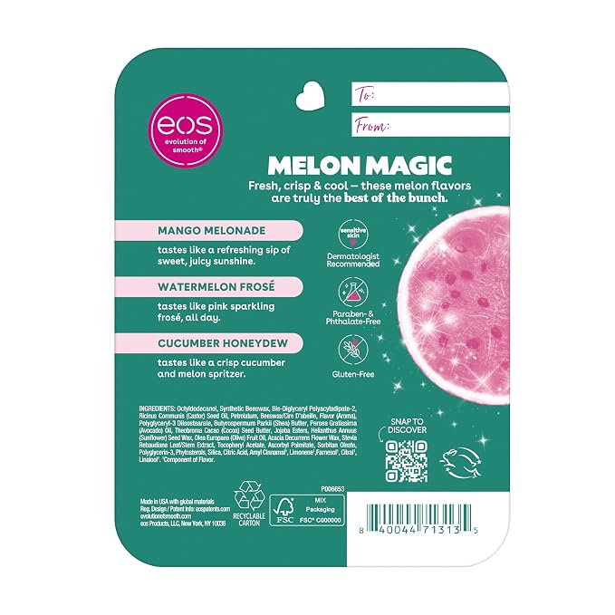 eos 24H Moisture Super Balm Minis- Melon Magic, Limited-Edition Lip Mask - Image 8