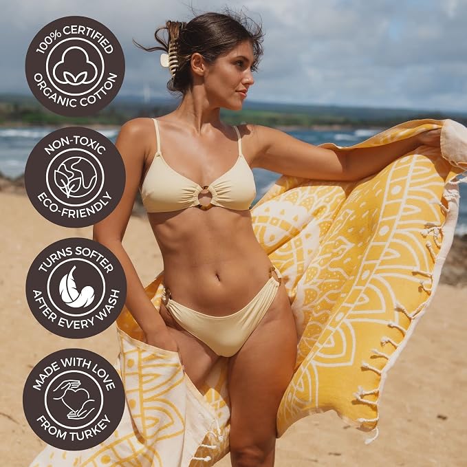 FESHKA Sand Proof Turkish Beach Towel – Oversized, Quick Dry & Lightweight - Image 4