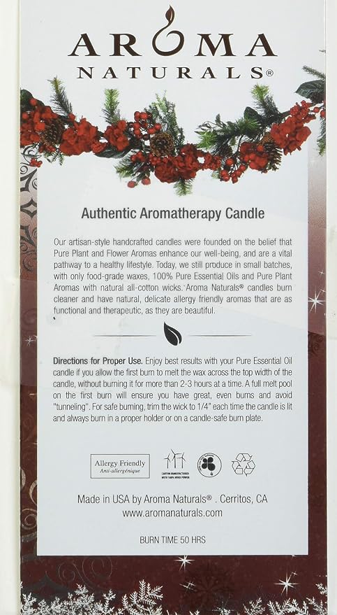 Aroma Naturals Holiday Orange, Clove and Cinnamon Essential Oil Scented Pillar - Image 3
