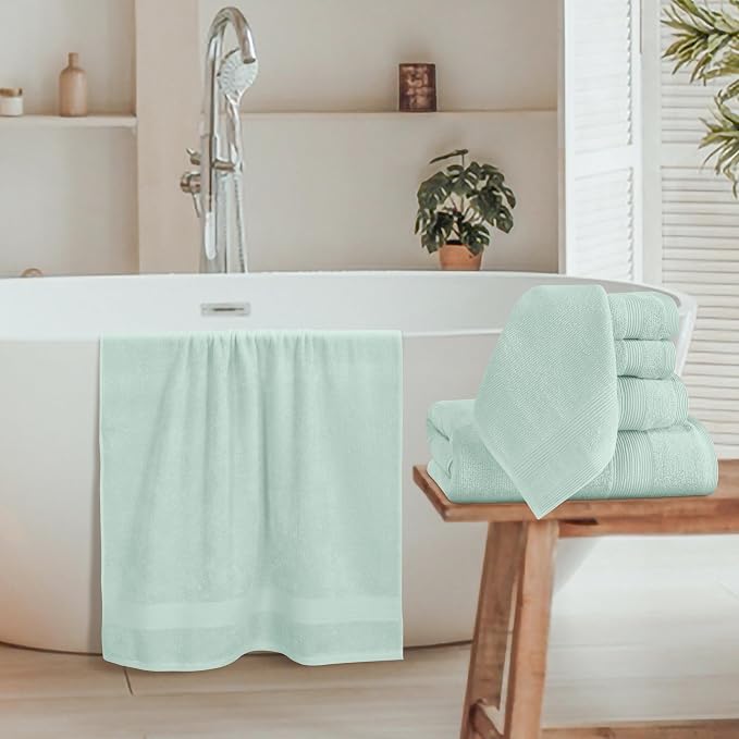 Belizzi Home 8 Piece Towel Set 100% Ring Spun Cotton, 2 Bath Towels 27x54 - Image 3