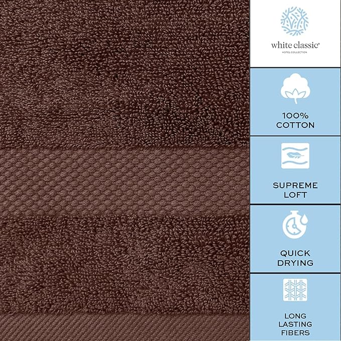 White Classic Luxury Soft Brown Bath Sheet Towels - Image 7