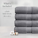 NY Loft 100% Cotton Bath Towel Set of 4 | Grey Towels | Oeko-TEX® Standard 100 - Image 2