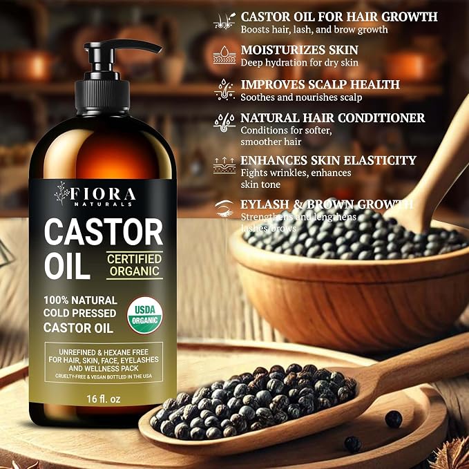 Organic Castor Oil in Glass Bottle – 16 Oz Cold Pressed & Hexane-Free – USDA - Image 7