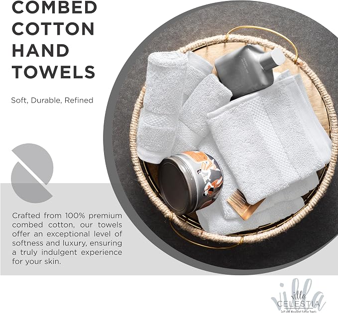 100% Cotton Hand Towel Set of 4, Sustainable, Highly Absorbent, Quick Drying - Image 2