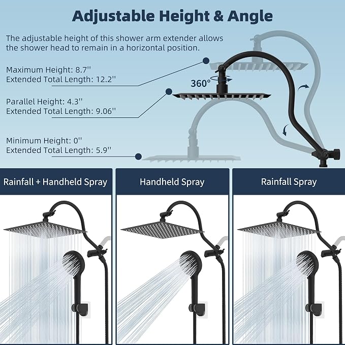 Hibbent 12'' All Metal CUPC Certified Shower Head, High Pressure Rainfall - Image 6