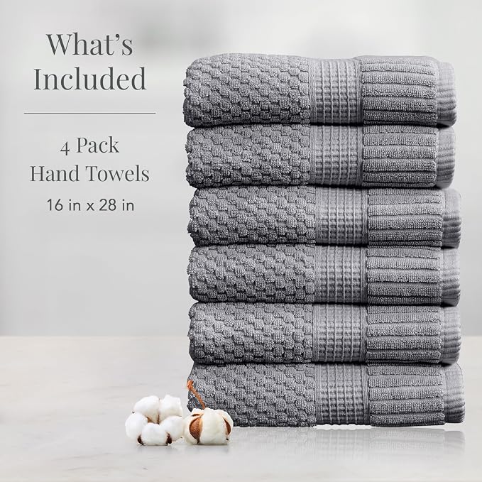 NY Loft 100% Cotton Hand Towel 6 Pack | Super Soft & Absorbent Quick-Dry Hand - Image 2