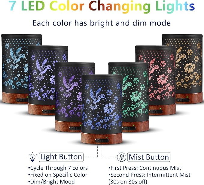 EQUSUPRO Essential Oil Diffuser 150ml Black Metal Aromatherapy Oil Diffuser - Image 3