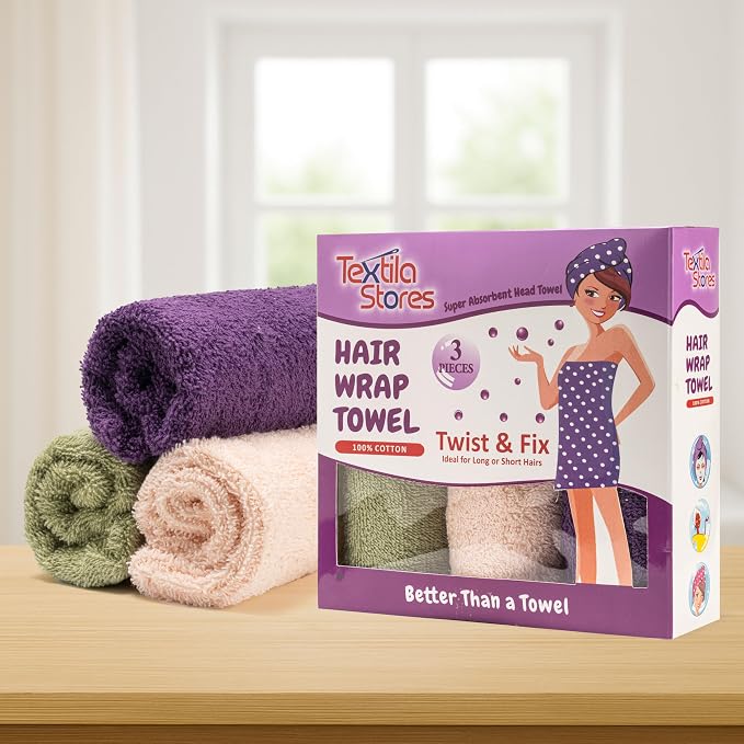 Textila 100% Cotton Hair Wrap Towels - Image 2