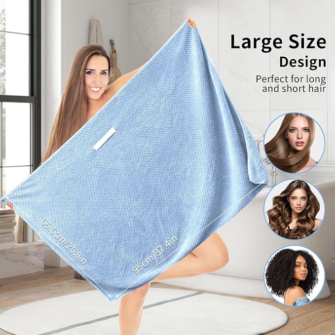 my novel things 2 Pack Extra Large Microfiber Hair Towel Wrap - Image 3
