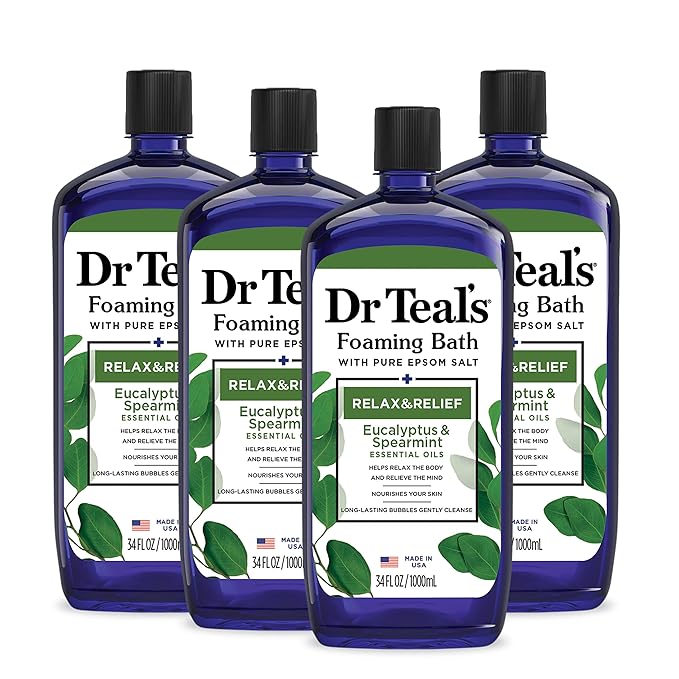 Dr Teal's Foaming Bath with Pure Epsom Salt, Relax & Relief with Eucalyptus & by DrTeals