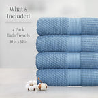 NY Loft 100% Cotton Bath Towel 4 Pack | Super Soft & Absorbent Quick-Dry Bath - Image 2