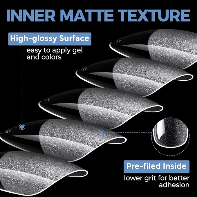 UNA GELLA Medium Stiletto Gel Nail Tips Full Cover 216Pcs Almond Shape Nails - Image 7