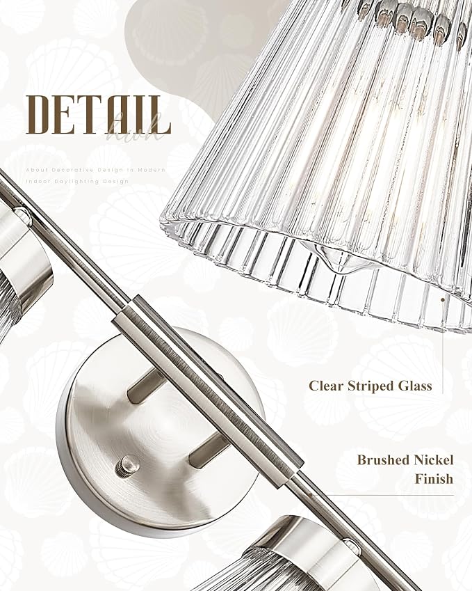4-Light Bathroom Vanity Light Fixtures, HWH Brushed Nickel Bathroom Vanity - Image 3