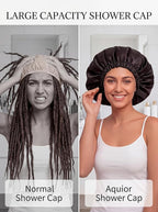 Aquior Shower Cap for Women, Extra Adjustable Shower Caps for Women - Image 2