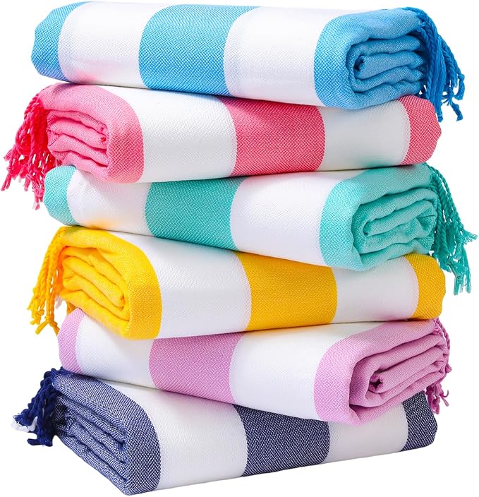 Genovega 6 Oversized Turkish Beach Bath Towel Set Bulk 74"x38" Extra Large Sand by genovega