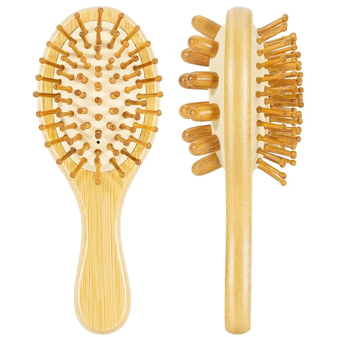 STYLEMATE 2-in-1 Mini Bamboo Hair Brush by Stylemate