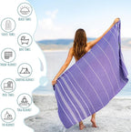Ray Silver Turkish Beach Towel – 100% Cotton 40x71 Quick Dry Oversized Sand - Image 4