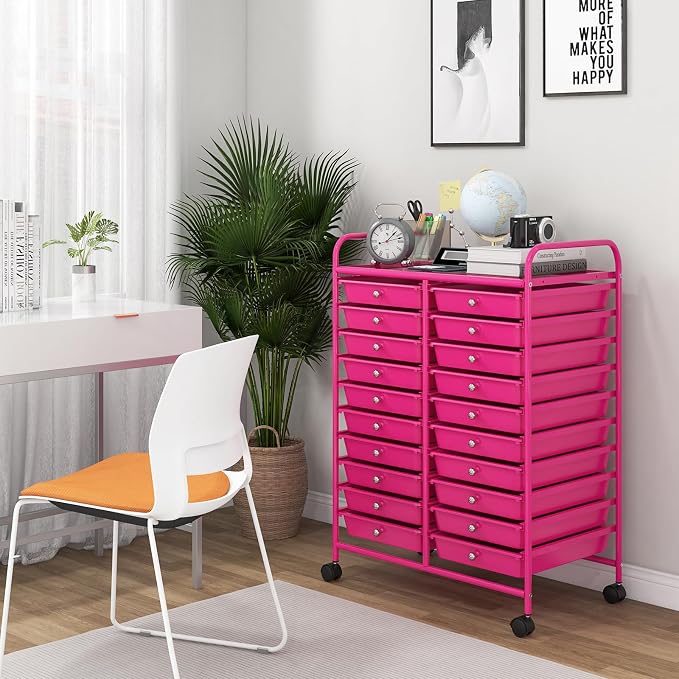 Giantex 20 Drawers Rolling Cart, Mobile Storage Drawer Cart, Classroom Organizer - Image 4
