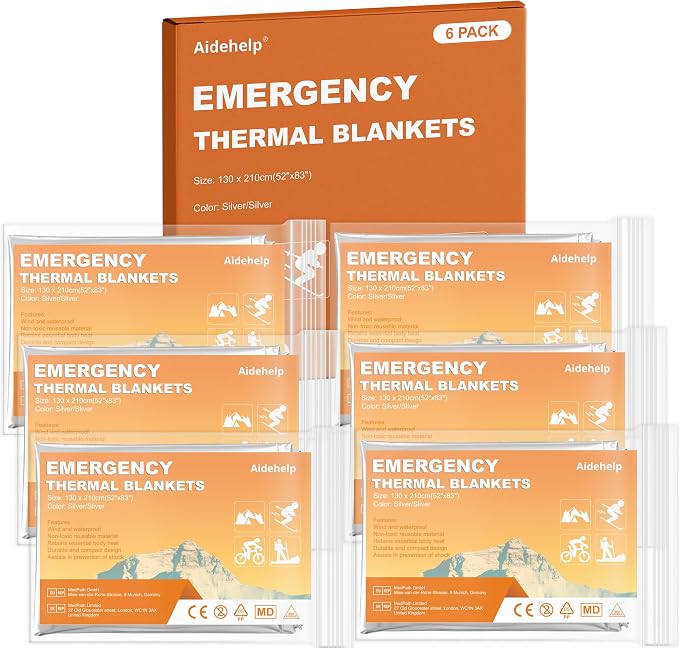 6 Pack Emergency Blankets by Unknown
