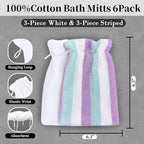 VOOVA & MOVAS Kids Bath Mitts 6-Pack, 100% Cotton Soft Absorbent Wash Cloths - Image 2