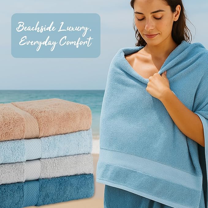 BolBom Towels 4 Pack Medium Bath Towel Set, 27“X54” Inches, 500 GSM 100% Ring - Image 4