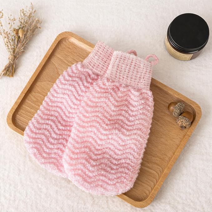 Exfoliating Gloves 2 Pack, Wave Texture Exfoliating Mitt - Image 5