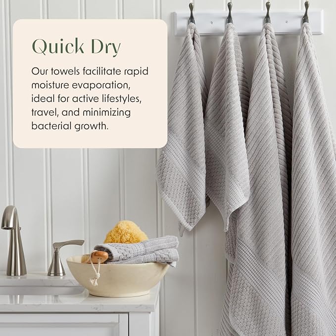 Springtree Home 100% Cotton Towel Set | 6 Piece Set | Super Soft & Absorbent - Image 3