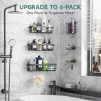 Veken Rustproof & Waterproof Shower Caddy 6-Pack, No Drilling Adhesive Shelves - Image 6