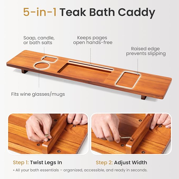 Teak Bathtub Tray for Freestanding Bath - Image 3