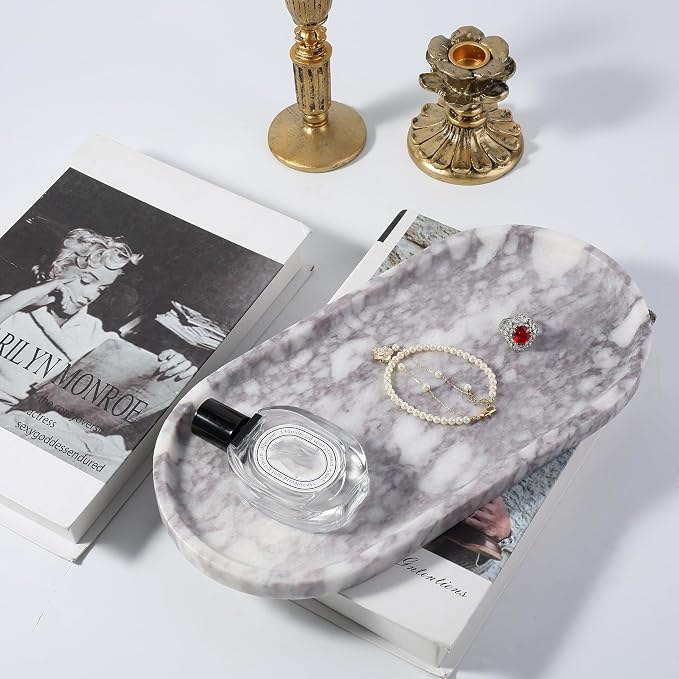 Koville Real Luxurious Marble Vanity Tray, Natural Stone Perfume Trays Jewelry - Image 5