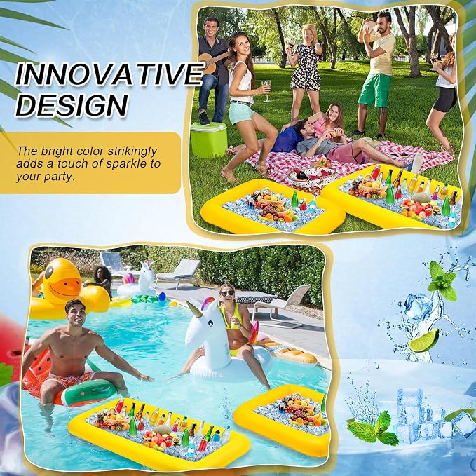 Leitee 4 Pcs Inflatable Ice Serving Bars Buffet Serving Tray Drink Cooler - Image 5