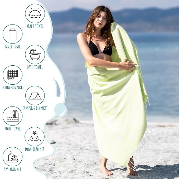 Ray Silver Turkish Beach Towel – 100% Cotton 40x71 Quick Dry Oversized Sand - Image 3