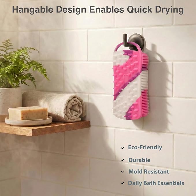 2 PC Silicone Body Scrubber, 2 in 1 Exfoliating Shower Bath Scrubber, Soft - Image 5