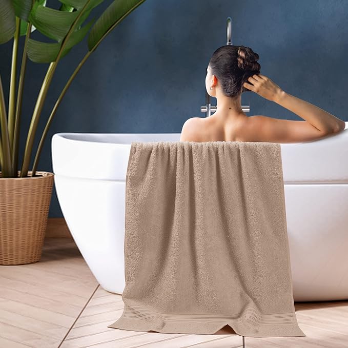 BOUTIQUO 100% Cotton 2 Pack Bath Towel Set 28x55 inches, Eco-Friendly Large - Image 5