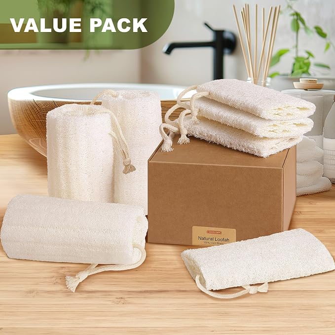 7 Pack Natural Loofah Body Scrubber Sponge, 5 Inches Organic Luffa - Image 8