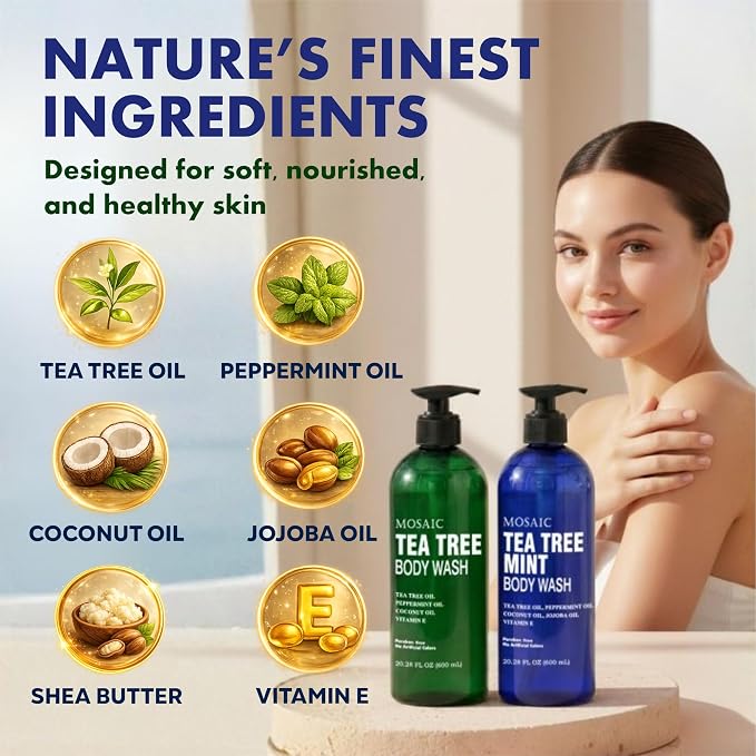 Tea Tree Body Wash with Mint & Shower Gel with Vitamin E - Image 3
