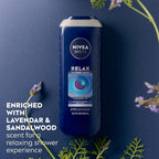 NIVEA MEN Relax Body Wash, Lavender and Sandalwood Scent, 3-in-1 Men's Body Wash - Image 3