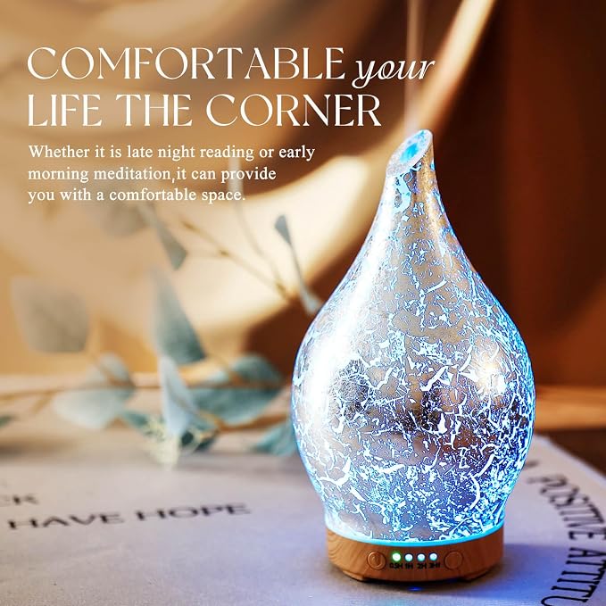 Porseme Essential Oil Diffuser Glass Aromatherapy Ultrasonic Humidifier - Image 6