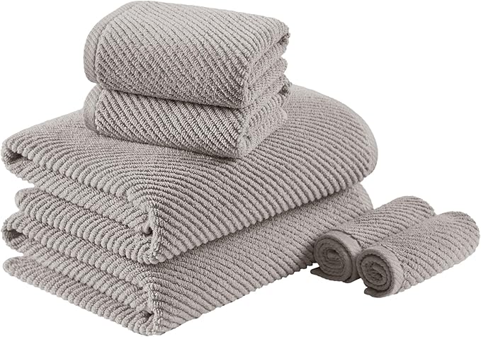 Madison Park Bathroom Towel Set of 6 Diagonal Ribbed, 500 GSM by MADISONPARK
