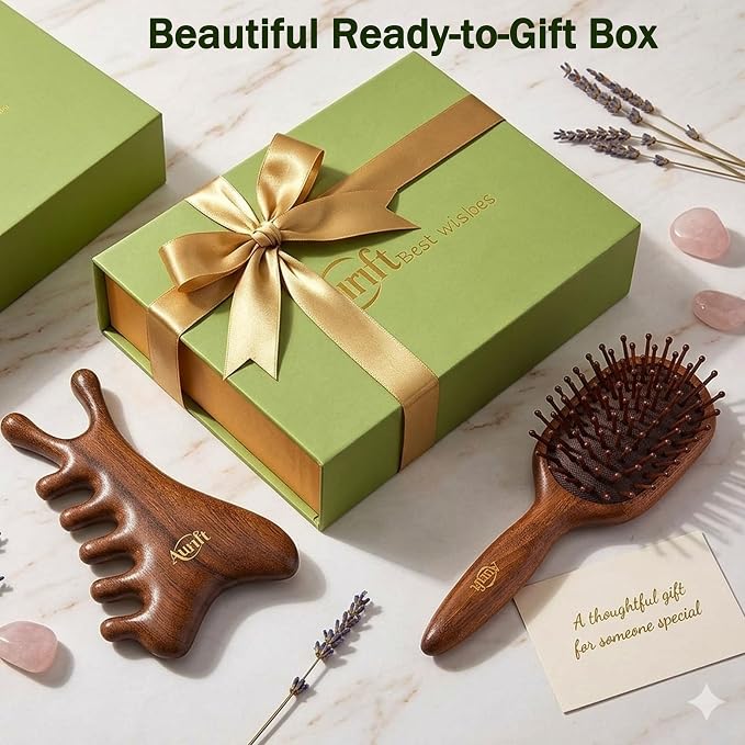 Mother’s Day Gift for Mom, 4-in-1 Wooden Gua Sha Facial Tools & Hair Detangler - Image 3