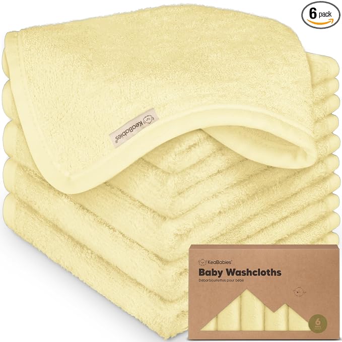 6-Pack Baby Washcloths – Soft Absorbent Viscose from Bamboo Washcloths by KeaBabies
