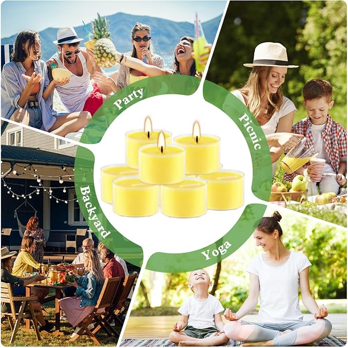 50 Pack Clear Tea Lights Candles Bulk, Summer Citronella Candle Outdoor and - Image 7
