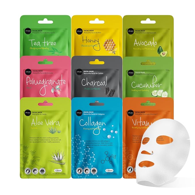 Celavi Essence Facial Face Mask Paper Sheet Korea Skin Care Moisturizing 9 Pack by C%C3%A9lavi