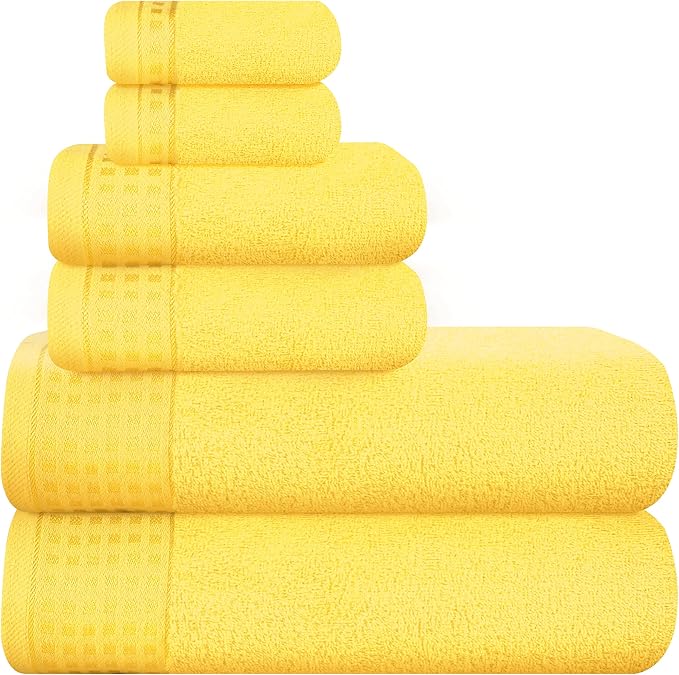 GLAMBURG 100% Cotton Ultra Soft 6 Pack Towel Set, Contains 2 Bath Towels 28x55 by GLAMBURG