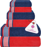 CASA COPENHAGEN He & She 6Pcs 100% Egyptian Cotton Large Designer Towels Gift by CASACOPENHAGEN
