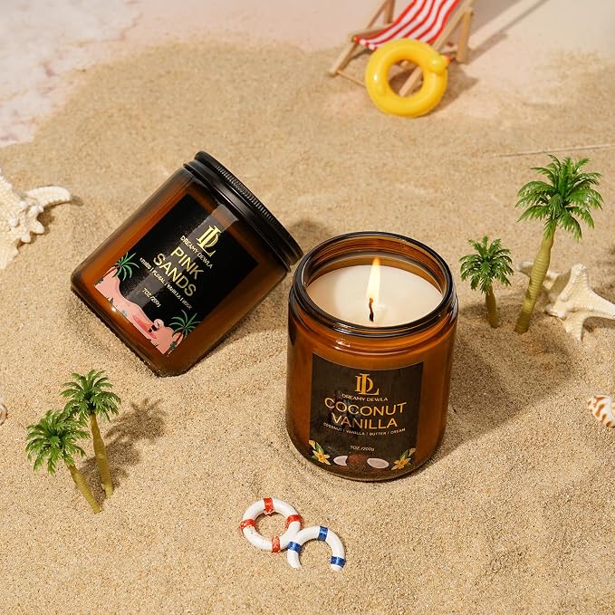 Coconut Vanilla Candles, 7oz Vanilla Coconut Scented Candle, Natural Soy Candles - Image 7