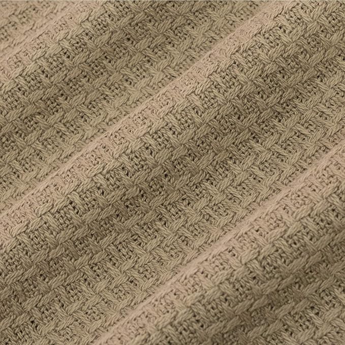 100% Fine Cotton Luxurious Basket Weave Blanket, Queen Size - Image 3