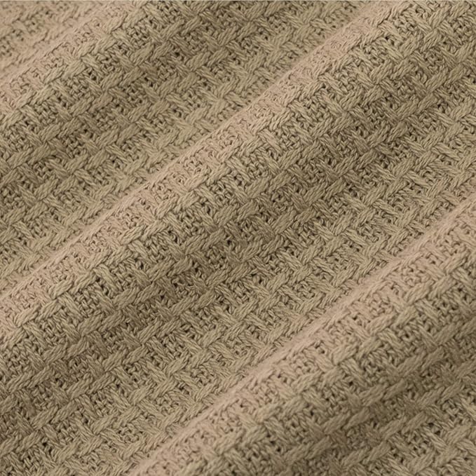 100% Fine Cotton Luxurious Basket Weave Blanket, King Size - Image 3
