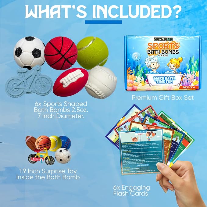 Bath Bombs For Boys W/Educational Flash Cards - Image 2